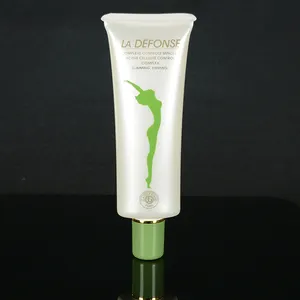 Flat shape 1oz day whitening face cream packaging green pe tube cosmetic ointment tube for skin care