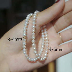 Colección de Verano, Pulsera de Perlas de Agua Dulce de Plata 925, Cuerda Elástica Casi Perfecta, Cuentas de Bebé, Aspecto Natural Fresco para Mujeres y Niñas - Product Image 1