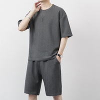Ensemble de T-shirts à manches courtes surdimensionnés, respirants, avec logo personnalisé, couleur unie, fabriqués en Chine