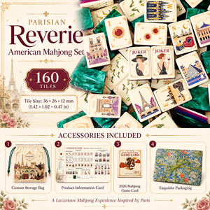 Ensemble de Mahjong parisien américain prêt à offrir, 160 tuiles de Mahjong en acrylique de qualité supérieure avec carte <span class=keywords><strong>d</strong></span>'instructions, carte de <span class=keywords><strong>jeu</strong></span> et sac de rangement - Product Image 2