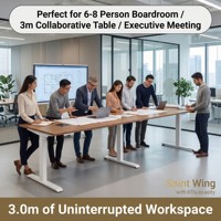 Base de Escritorio Eléctrico de Altura Ajustable Saint Wing Extra Larga de 1.9-3.0m con Triple Motor y 3 Patas para Tablero de Mesa de 120 Pulgadas