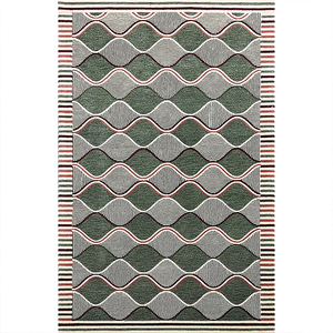 Alfombra de seda de bambú de lana hecha a mano de 6X10 pies, patrón de ondas geométricas, alfombra resistente a las manchas de colores Retro para decoración del hogar - Product Image 2