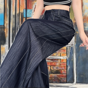Pantalones de mezclilla de nailon/algodón curvos, finos y suaves, de cintura alta, casuales, de pierna ancha, tipo banana, de secado rápido para mujer, novedad de verano 2026 - Product Image 2