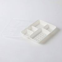 Boîte à lunch bento en canne à sucre recyclée, plateau moulé biodégradable blanc, 4/5/6 compartiments, conteneur jetable pour emporter, boîte en papier