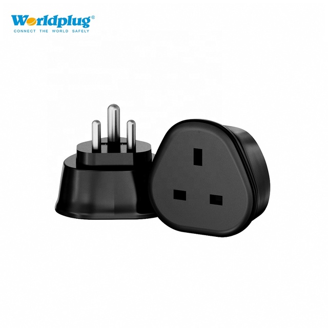 Worldplug UK to India 10A Travel Wall Socket Adapter 3-Pin Grounded Power Converter for Laptop AC Port
