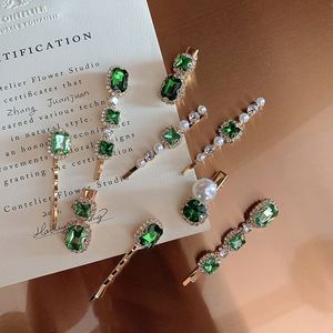 New Arrived French Women Hair Accessories Hair <b>Clips</b> Simply Retro Green Crystal Elegant Bobby Pins Hairgrips - Product Image 3