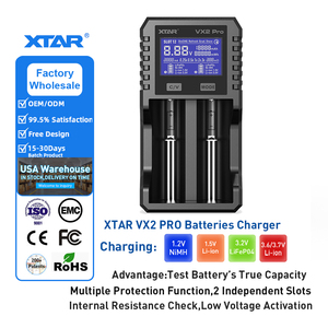 Caricabatterie XTAR VX2 PRO con Logo Personalizzato, 6 Funzioni in 1, Compatibile con <span class=keywords><strong>Batterie</strong></span> 18650 21700 3.6V 3.7V 3.2V 1.5V&1.2V AA&AAA - Product Image 1