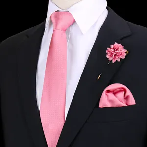 Fashion Silk <strong>Tie</strong> and Handkerchief <strong>Black</strong> <strong>Suit</strong> Red <strong>Tie</strong> Set for Men 3pcs Polyester Solid Necktie Men's <strong>Tie</strong> Set for Wedding - Product Image 5