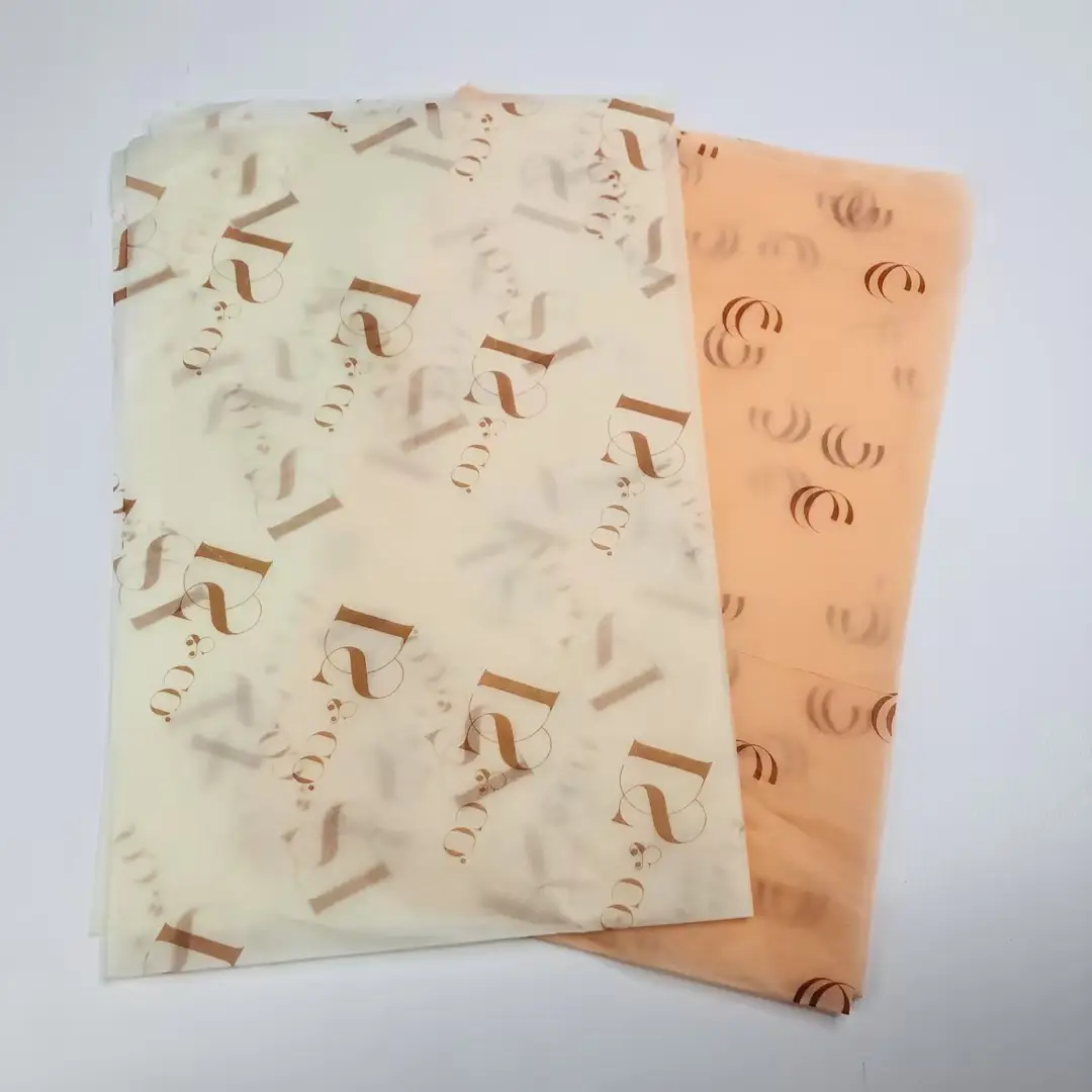 Custom logo full printed gift wrapper paper wedding present decoration pack beige wrapping tissue paper for packaging clothing