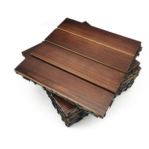 Dalles de terrasse en bois carbonisé imperméables pour extérieur, dalles de terrasse en bois pour intérieur, dalles de sol emboîtables - Product Image 2