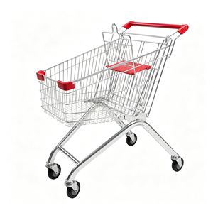 340L Large Capacity Chrome Wire <b>Basket</b> Supermarket Trolley Heavy Duty Silent Swivel Wheel Grocery Retail Store Use Set Kit - Product Image 1
