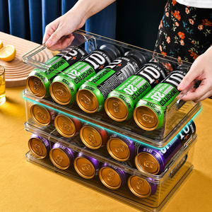 自動ディスペンサービンソーダビール缶飲料用クリアプラスチックフリーザー収納ボックス長方形射出冷蔵庫ドリンク - Product Image 5