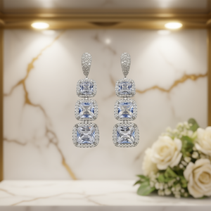 Pendientes de Diamantes de Oro Blanco de Lujo, Corte Princesa Azul Zafiro, Certificados por GIA, Joyería Fina para Mujer, Joyería de Boda - Product Image 2