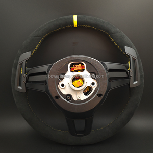 Volante Interamente in Alcantara con Palette Magnetiche per Panamera Cayman 718 Cayenne 955 996 Macan <span class=keywords><strong>Taycan</strong></span> 991 991.3 911 - Product Image 2