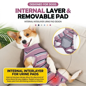 Traje de recuperación para perros, <span class=keywords><strong>camiseta</strong></span> postoperatoria transpirable a rayas, mono anti-lamido para mascotas, ropa para perros en recuperación quirúrgica - Product Image 5
