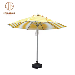 Venta caliente rayas amarillas aluminio grandes sombrillas impermeable al aire libre Patio jardín playa sombrilla - Product Image 1