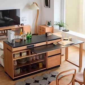 Original Wood Style Cherry Wood Island Dining <b>Table</b> Integrated Kitchen Storage Sideboard For Small Apartment Living Room - Product Image 3
