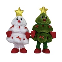 Jouets en peluche en coton PP pour arbre de Noël, avec fonctions de danse, chant, conversation et enregistrement, doublure en maille pour soulager le stress, vente en gros