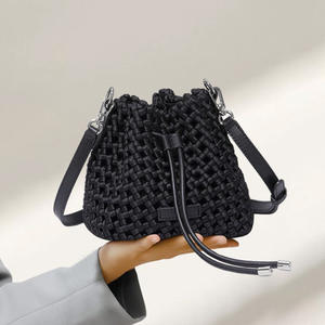 Bolso de Hombro Cruzado de Mujer de Tela de Seda Tejida a Mano, Estilo Retro, Tipo Cubo, de Moda, Bolso de Señora Hecho a Mano - Product Image 4