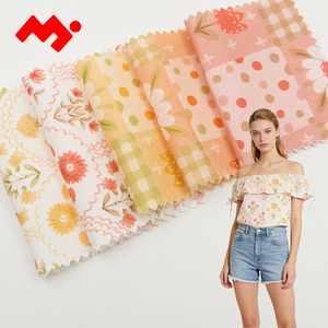 Kain Katun Poplin Cetak Siap Pakai Motif Bunga Matahari dan Kotak-kotak Gaya Segar untuk Piyama Bayi - Product Image 1
