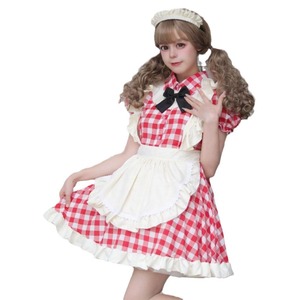 British Style Plaid Maid Costume Cosplay Outfit Plus Size Anime Lolita Uniform Dress Summer 2023 - Product Image 5