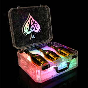 OEM Acrylic Trường hợp với sự kết hợp khóa Mang trường hợp với ánh sáng LED hiển thị trường hợp 3 chai rượu vang có thể sạc lại hộp - Product Image 4