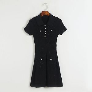 HANO gaun pesta model baru musim panas wanita panjang elegan ketat kemasan pinggul rajut kasual gaun berlian wanita grosir - Product Image 3