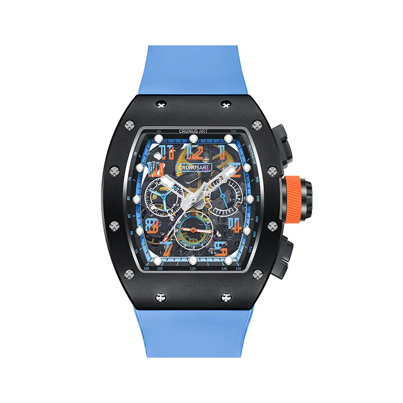 50M Waterdicht Dubbelzijdig Saffier Glas Horloges Ntpt Carbon Case Luxe Mechanisch Horloge Fluor Horlogeband Voor Rm