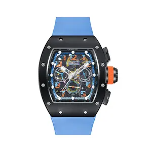 50m étanche double face verre saphir montres NTPT boîtier en carbone montre mécanique de luxe bracelet de montre en fluor pour RM