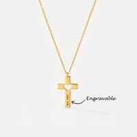 Collar con Cruz de Corazón Personalizado, Chapado en Oro de 18K, Acero Inoxidable, Versículo Bíblico Grabado, Joyería Cristiana, Regalo de Navidad