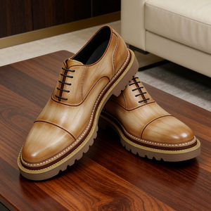 Zapatos Oxford de Vestir de Cuero Genuino Blanco para Hombre, Punta Redonda, con Cordones, Transpirables, para Toda Temporada, Suela de Goma, Envío Directo - Product Image 4