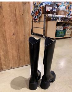 Stile coreano pelle di vacchetta alta Top stivali da cavaliere per le donne marrone con suola spessa e tacco Design dimagrante per l'autunno inverno - Product Image 3