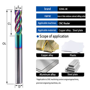 4mm 6mm 8mm 10mm 12mm 4 flautas DLC revestimiento <span class=keywords><strong>de</strong></span> carburo <span class=keywords><strong>de</strong></span> tungsteno fresa para aluminio - Product Image 2