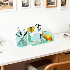Organizador de Escritorio de Malla con Portaplumas, 3 Compartimentos, Porta Notas Adhesivas y Porta Clips - Product Image 3