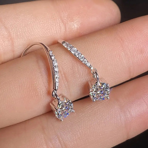 Orecchini a Cerchio in Oro Bianco E2392 con Diamanti Taglio Brillante Rotondo, Montatura a Griffe, Gioielli Classici da Donna per Matrimonio - Product Image 6