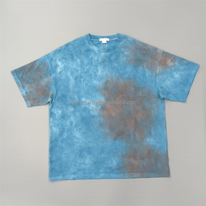 T-Shirt tinta con cravatta lavata su misura per estate Streetwear girocollo 100% T-Shirt in cotone - Product Image 2
