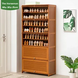 Zapatero Vertical Alto de Bambú Simple, Multicapa, Antipolvo, para la Entrada del Hogar, Mueble de Almacenamiento Integrado - Product Image 2