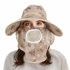 شال صيفي للنساء قبعة واقية من الشمس بحافة واسعة قبعة صيد واقية من أشعة الشمس تغطي الوجه بالكامل - Product Image 1