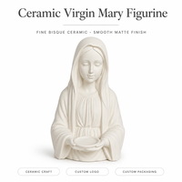 Statue de la Vierge Marie en céramique, figurine en porcelaine blanche, décoration religieuse catholique pour la maison, fournitures d'église, personnalisation OEM ODM