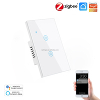 Interrupteur intelligent Zigbee SLS US Standard 1/2/3 voies, nécessite un fil neutre/sans fil neutre, prise en charge de la commande vocale Alexa Google Home, en verre