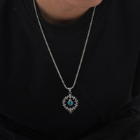 Collier Pendentif Vintage en Acier Inoxydable Plaqué Or, Étanche, Forme Flèche et Papillon Turquoise, Chaîne à Maillons d'Eau Douce - Chrétien