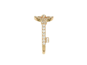 Bague ouverte en or jaune 18 carats sertie de diamants, motif de boussole, bijoux de luxe pour femmes - Product Image 2