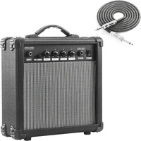 Amplificateur de guitare électrique 20 watts, amplificateur portable, entrée casque, gain, commandes de basses et de aigus, réduction du bruit, câble (noir)