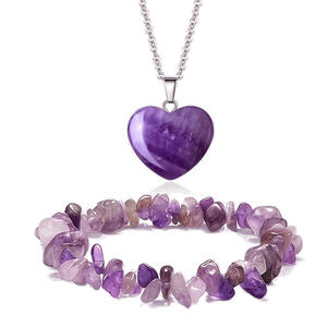 Conjuntos de Joyería de Moda para Mujer Explosiones Collar de Corazón Pequeño de Piedra Natural y Pulsera de Cristal Curativo 2/Paquete - Product Image 5