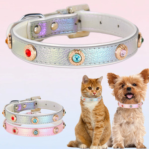 <span class=keywords><strong>Collar</strong></span> de Cuero PU Colorido para Perro con Decoración de Diamantes de Imitación, <span class=keywords><strong>Collar</strong></span> para Perros y Gatos Pequeños y Medianos - Product Image 4