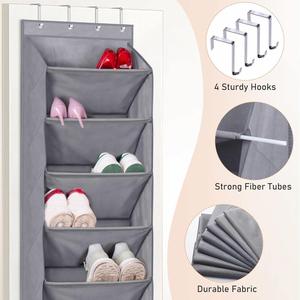 8 Deep Pocket Door <b>Shoe</b> Organizer Hanging <b>Shoe</b> Rack for 20 Pairs Closet Hanger Clothing Storage Closet Systems Organizers - Product Image 2