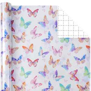 Multicolor Watercolor Butterfly Design Wrapping <b>Paper</b> For Little Girl Birthday Party Kid Favor Present Box Decoration - Product Image 1