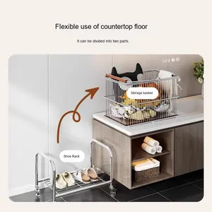 Vintage Metalen Beweegbare Wasmand Multifunctionele Mand Badkamer <span class=keywords><strong>Trolley</strong></span> Opbergrek Vuile Kleding Verzamelsysteem - Product Image 5