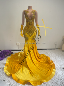 Gaun Pesta Malam Ocstrade Model O-Neck Tanpa Lengan dengan Potongan Rantai, Hiasan Bulu dan Berlian Imitasi, Gaun Pengiring Pengantin Elegan, Gaun Pesta Malam 2025 - Product Image 5