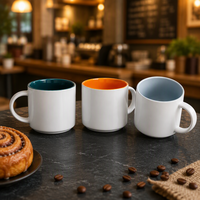 Mug à café en porcelaine empilable moderne 450 ml 15 oz Grande capacité Couleur et logo personnalisés Passe au lave-vaisselle et au micro-ondes
